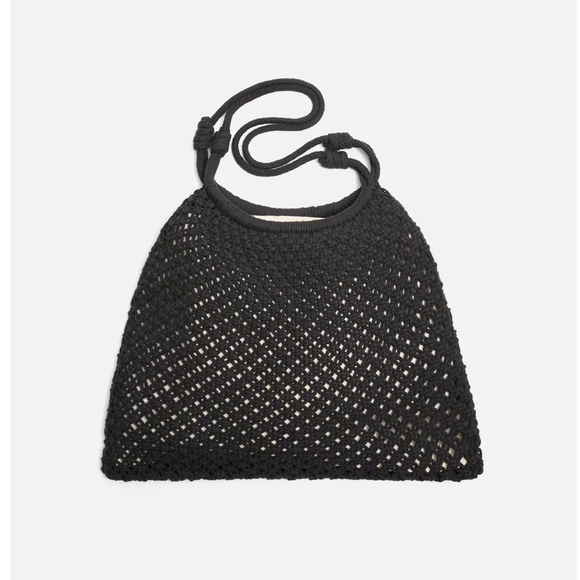 Zara Macrame Shopping Bag Black NWT